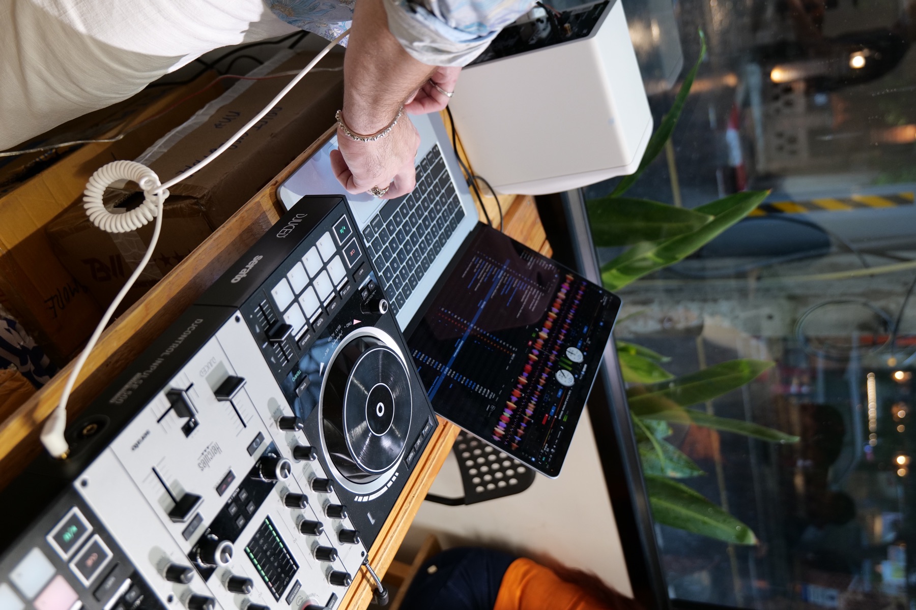 Close-up of Mirarii's DJ setup